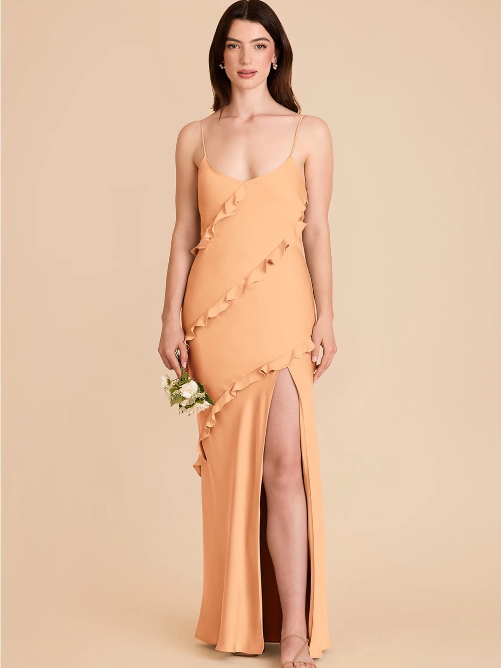 Birdie Grey Valentina Matte Satin Dress in Peach